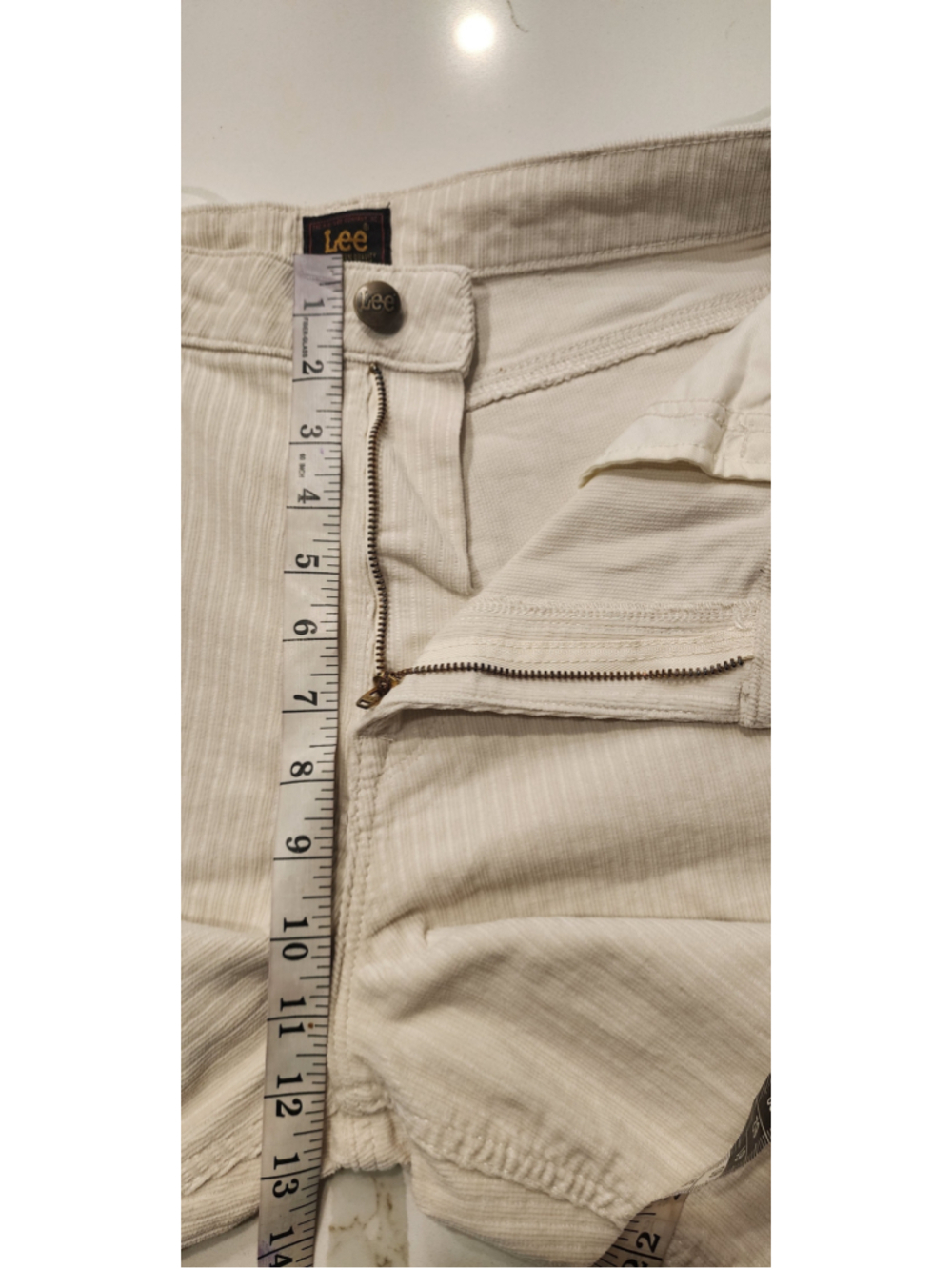 Lee Corduroy Pants Women's Size 30 Cream White Pinstripe Straight Leg 99% Cotton - Picture 11 of 12